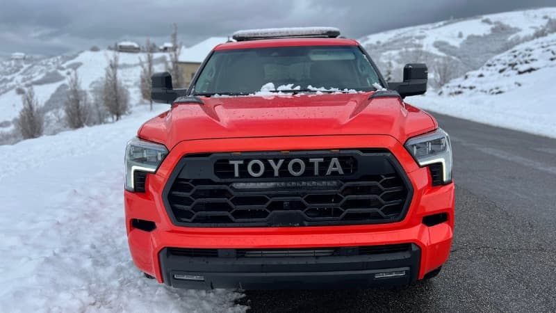 My Whirlwind Romance With the Toyota Sequoia 3-Row SUV 2 The Trd Pro Package Includes A Blacked-Out Heritage Grille With An Integrated Led Light Bar And Amber Marker Lights. Photo: Allison Bell