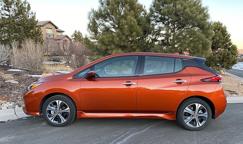 Want a 25% Discount On a New Car? Lease, Then Purchase, a New EV 8 2022 Nissan Leaf Side View. Photo: Sara Lacey
