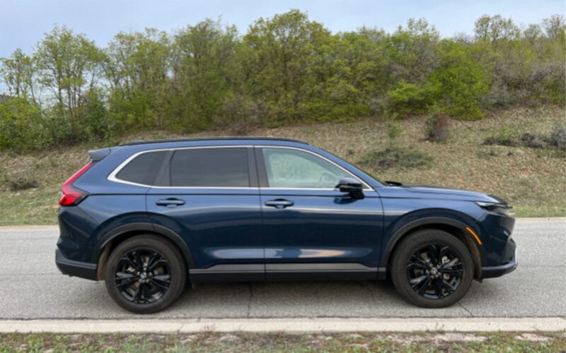 The 2023 Honda Cr-V Hybrid Awd Sport Touring Has A Nice Side Profile. Photo By Allison Bell