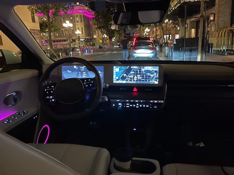 The interior of the IONIQ 5 at night really shows off the ambient lighting