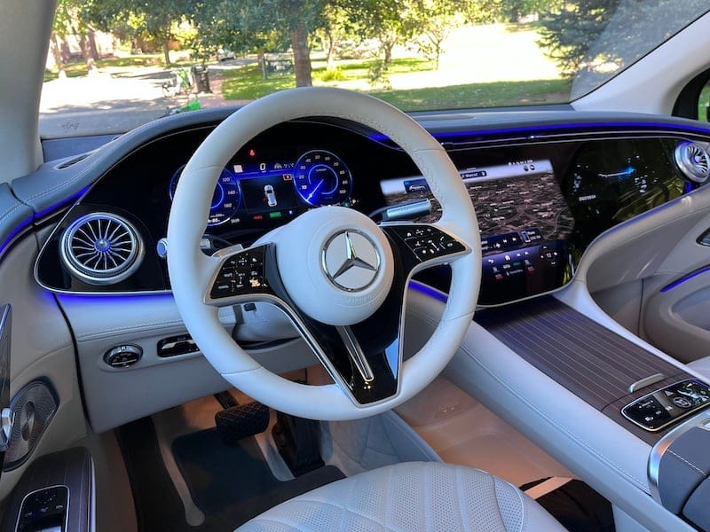 The 2023 Mercedes-Benz EQS SUV dash hands free driving self driving cars