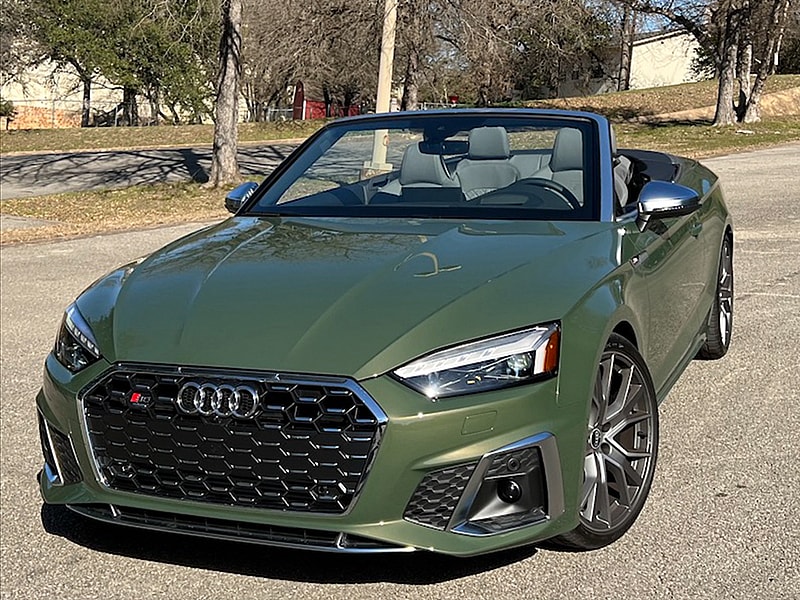 Go Ahead, Get Your Hair Messy. A Luxury Convertible Is Worth It 4 Green Audi S5 Cabriolet Convertible With Top Down.
