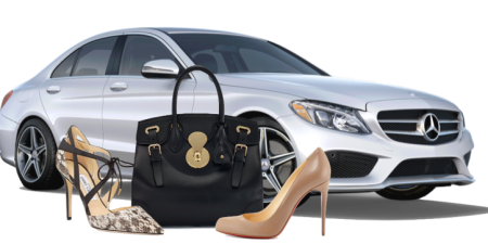 Mercedes Benz C400 with Christian Louboutin, Ralph Lauren and Jimmy Choo