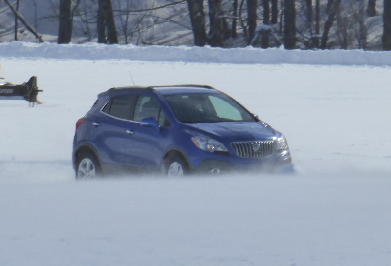 The Buick Encore doing what it's designed to: Driving safely and confidently on a snowy road
