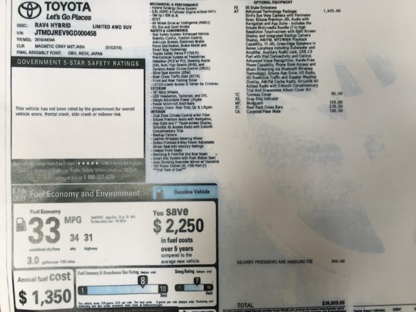 2016 Toyota Rav4 Hybrid