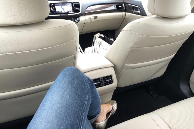 I found the rear seats to be roomy. Notice ther is climate control on the center console but not a power port. There are also rear seat heaters, which are controlled by a button on the door. Photo: Scotty Reiss