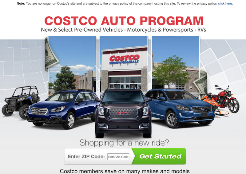 Cars outside a Costco Auto Program dealership