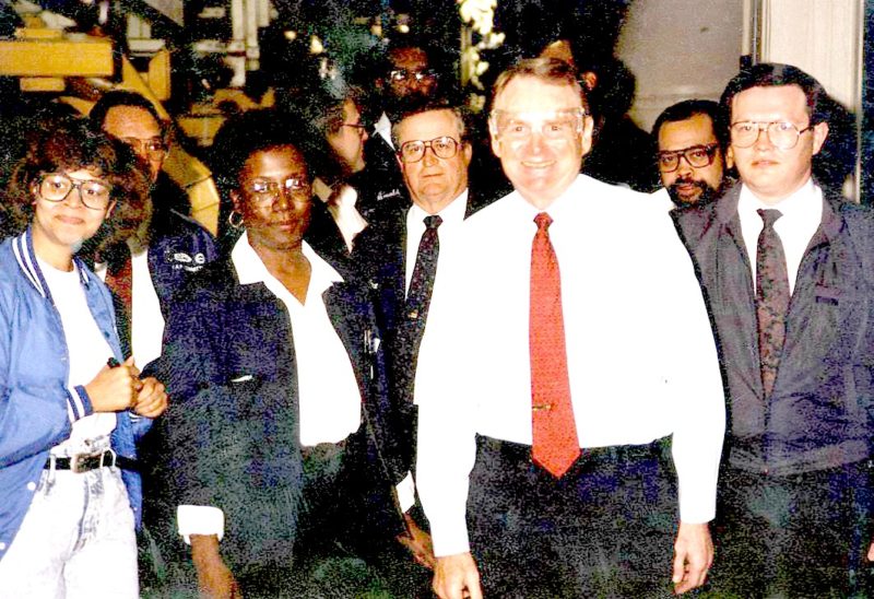 Dorothy Glinton shows then Ford CEO Harold Red Poling around the Chicago Assembly Plant