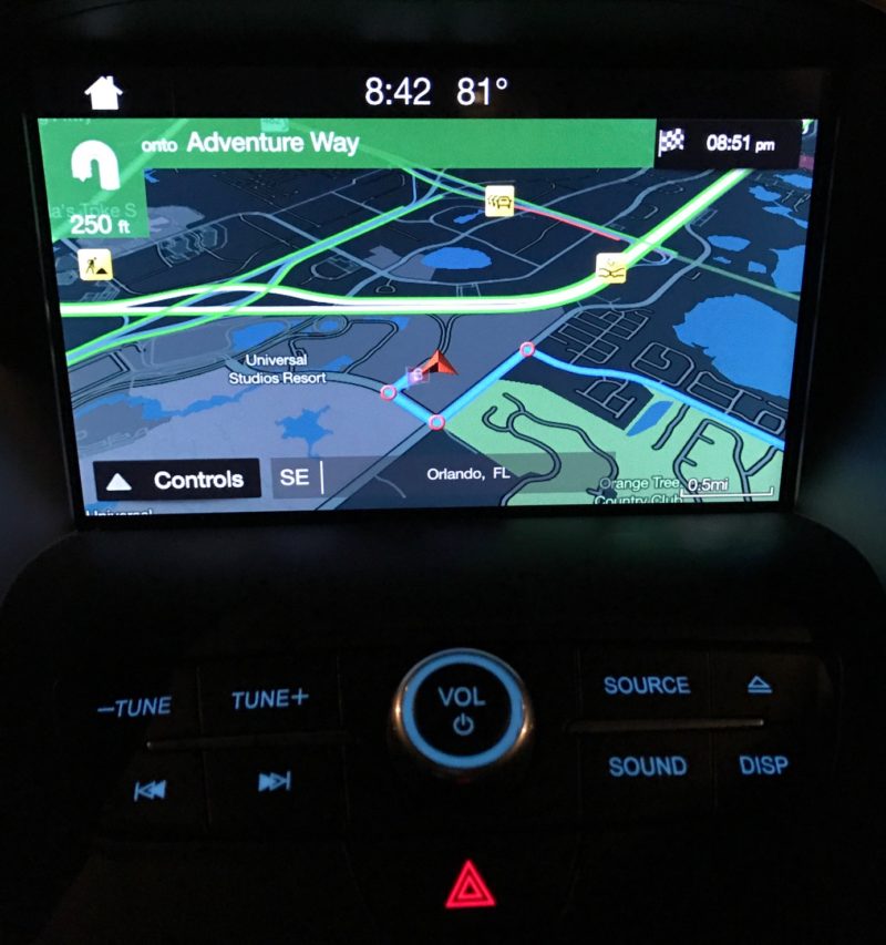 Navigation system at night 2017 Ford Escape