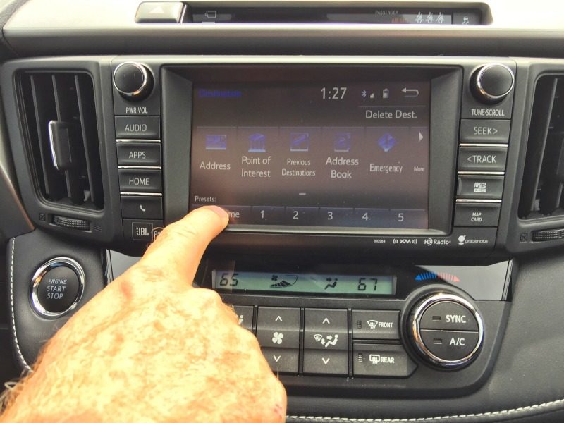 The 6.1-inch touchscreen on the Toyota Rav4 compact SUV.