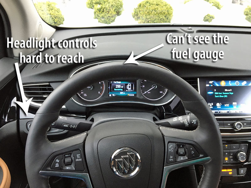 Steering wheel in the Buick Encore obstructs some dashboard views.