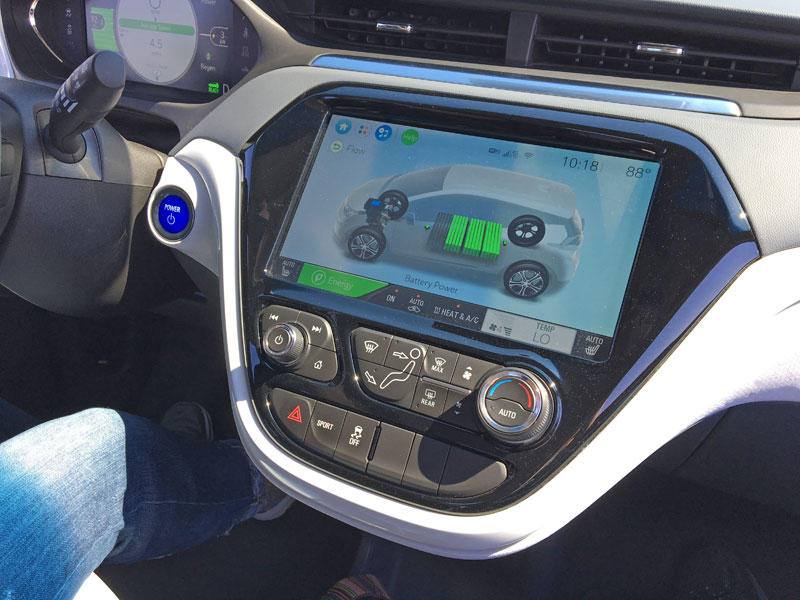 Beautiful display helps you keep tabs on the Chevy Bolt's battery power. 