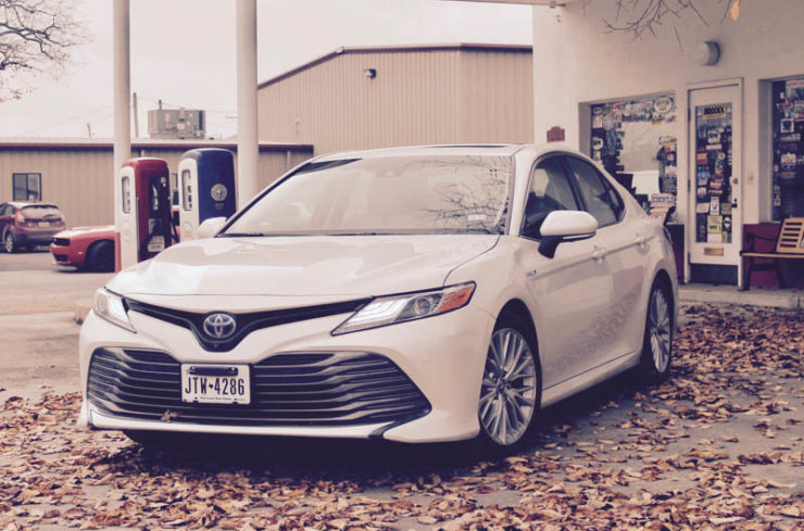The 2018 Toyota Camry at an old fuel station in Mena, AR