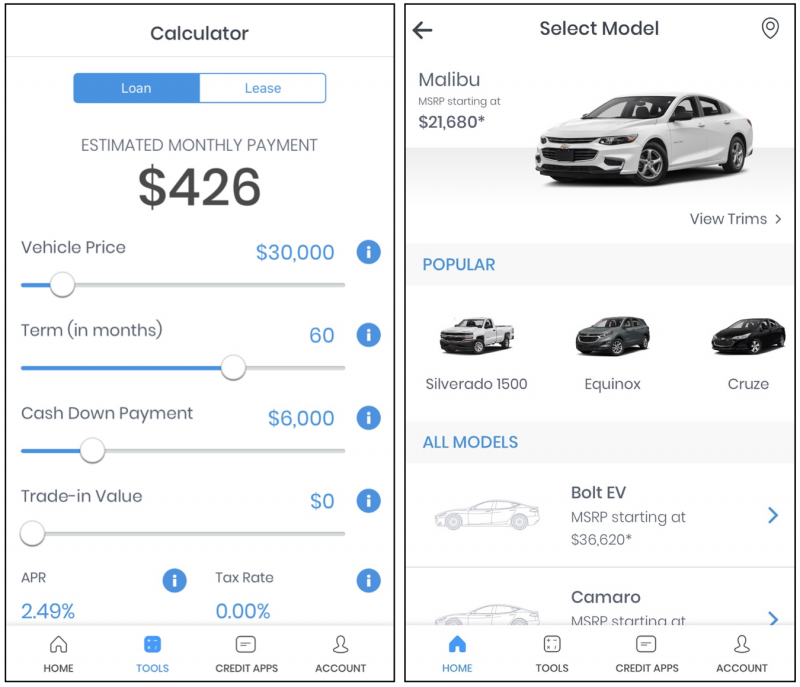 Screenshot of AutoGravity's Car Financing App