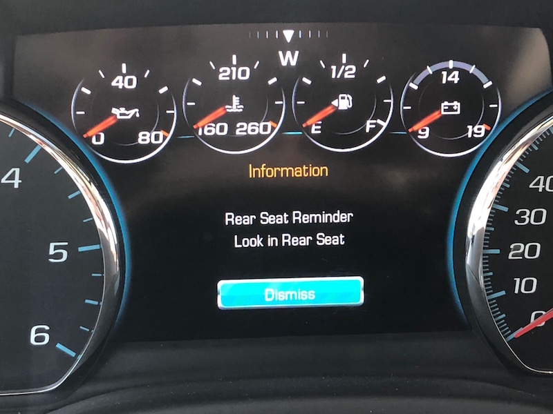 LOVE this dashboard reminder to check the back seat!