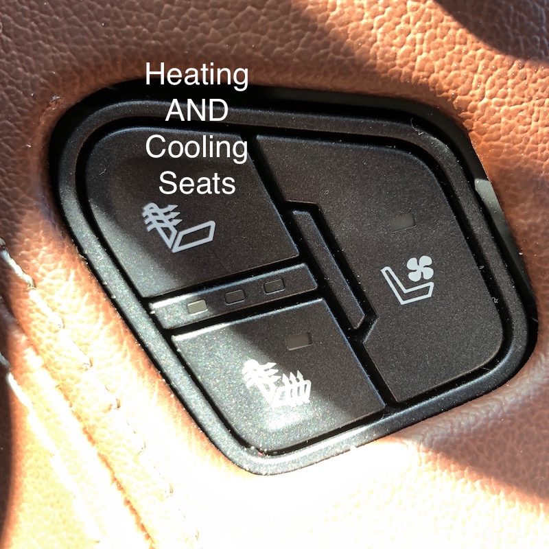 Heated and cooling seats for driver and front seat passenger makes for a comfy drive in a full size suv