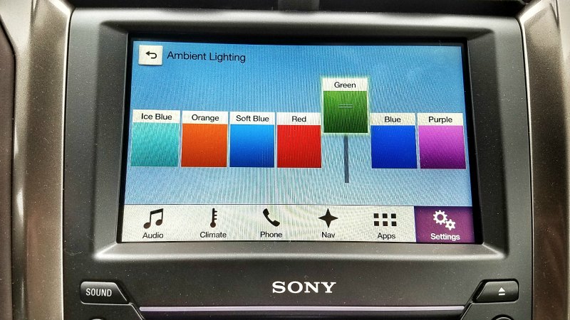 2017 Ford Fusion Platinum comes with color changing ambient lighting. 