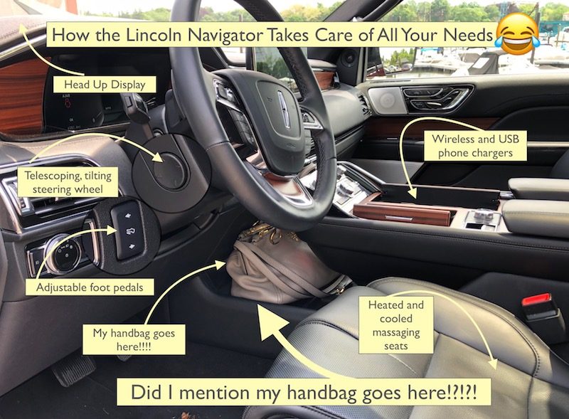 Lincoln Navigator luxury SUV front seat details