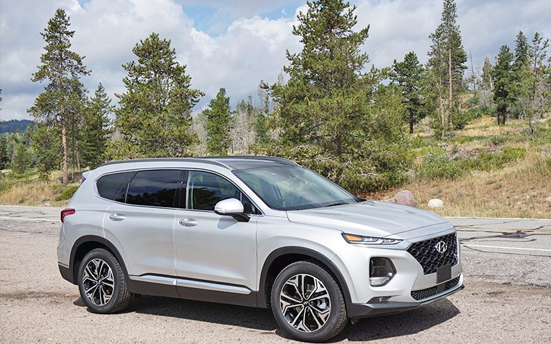 2019 Hyundai Santa Fe driving on the road 