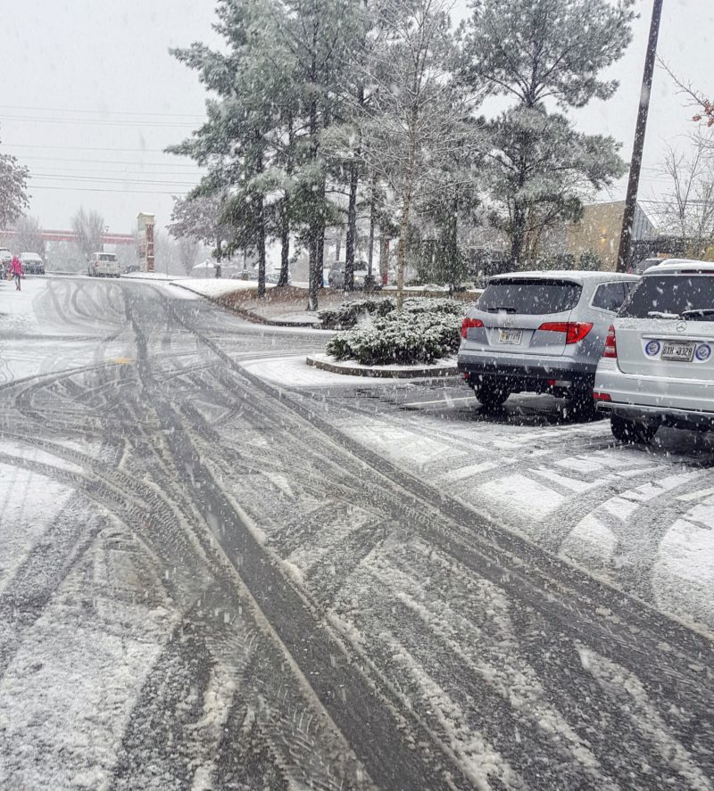 Driving in snow and ice means you need to slow down. 