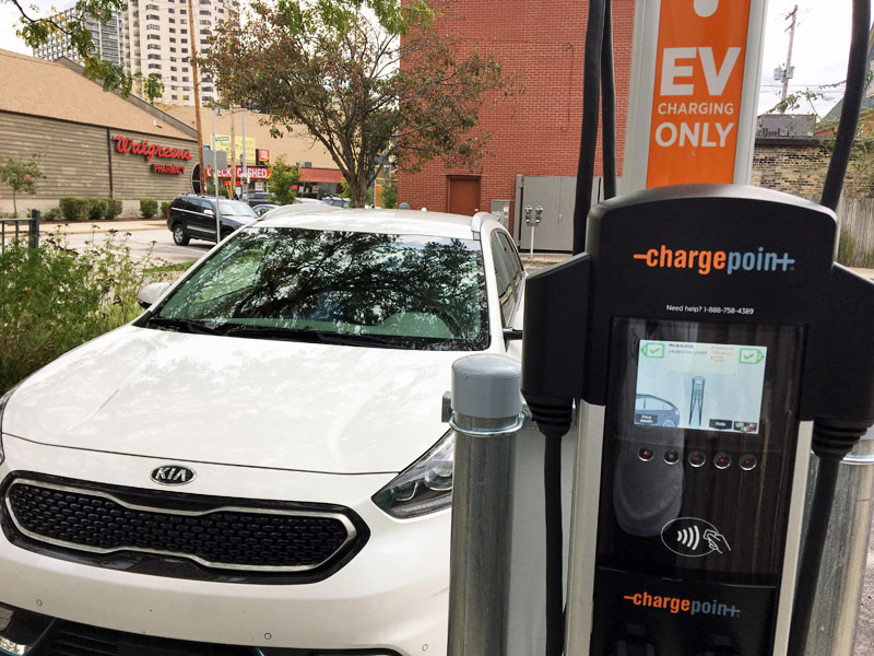 Kia Niro plugged into ChargePoint