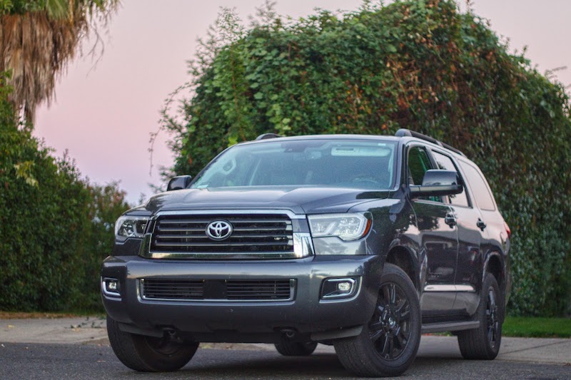 grey Toyota Sequoia at sunset 