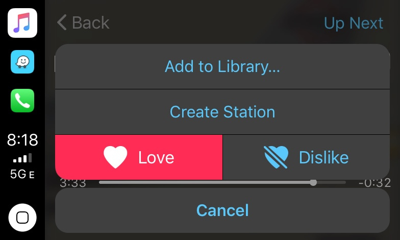 Apple CarPlay allows me to 'Love' my favorite music