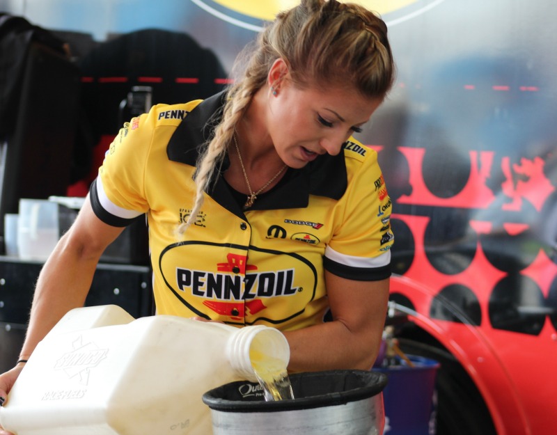 Drivers like Leah Pritchett are editing and adjusting the needs on the track. Photo Credit: Kendra Pierson