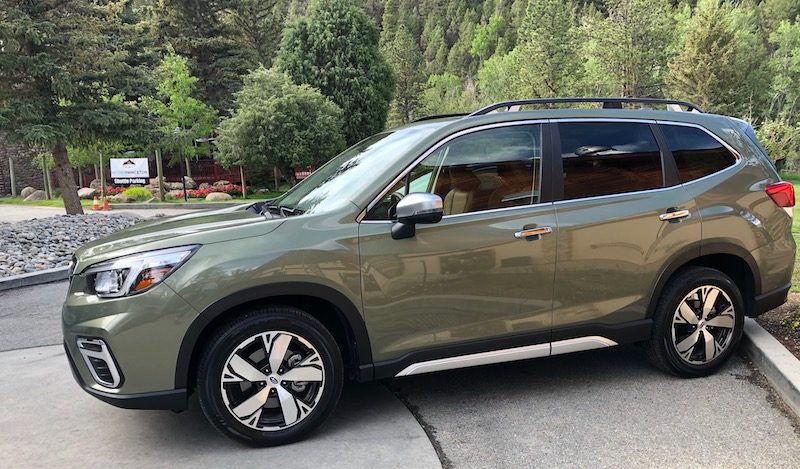 green 2019 Subaru Forester 2 row SUV parked outside