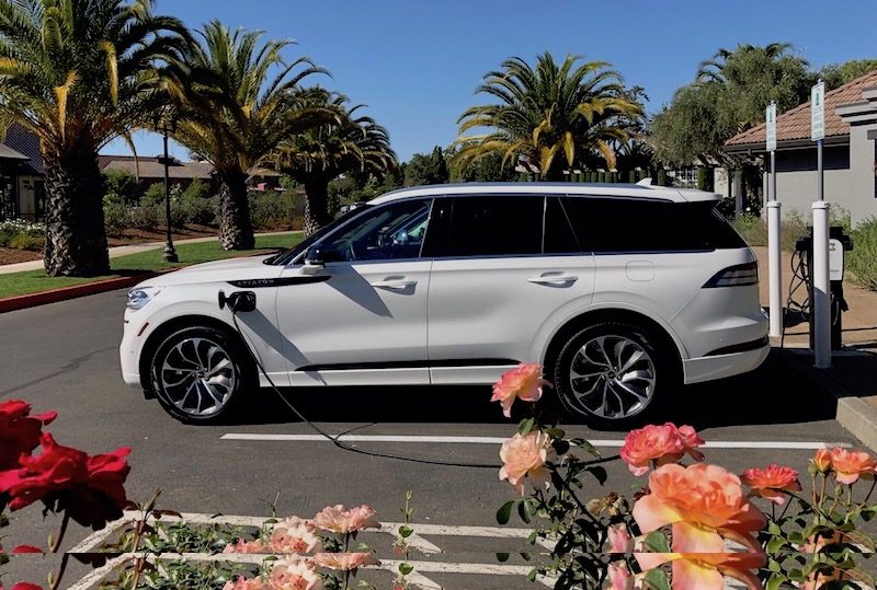 The 2020 Lincoln Aviator Grand Touring edition includes a plug in hybrid motor that allows 20 miles of all electric driving and 494 horsepowe