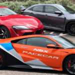 supercars Toyota GR Supra, Acura NSX and Honda Civic Type R