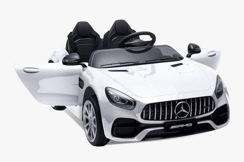 This ride-on car for kids looks like a Mercedes Benz right off the street.