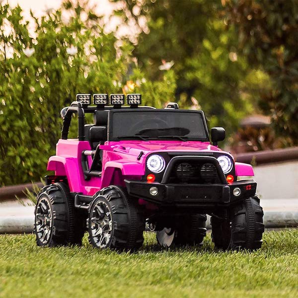 pink jeep ride on car
