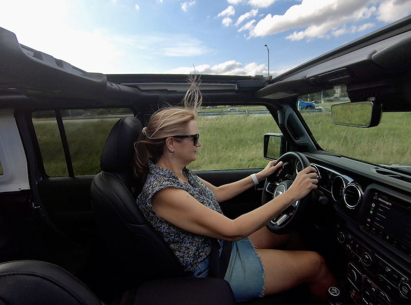 Driving with the top open on the Jeep Wrangler 392