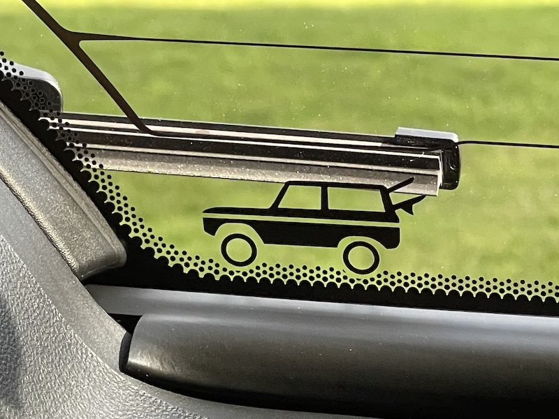 An easter egg on the Ford Bronco Sport's rear window
