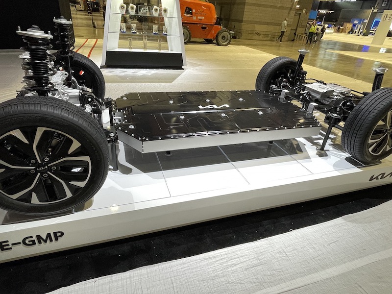 The Kia EV6's battery pack, which lies under the body of the car so it doesn't impede on passenger or storage space