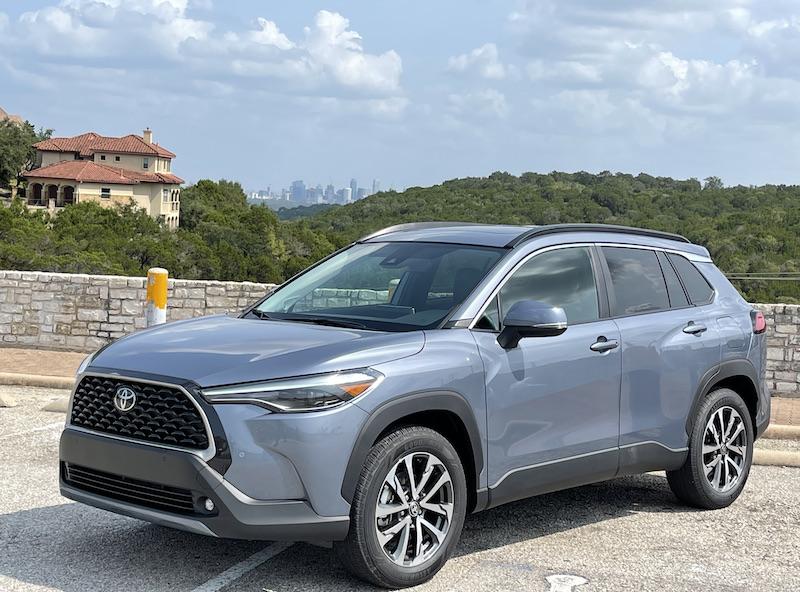 The Toyota Corolla Cross in Celestite Gray Metallic, which may be my favorite color
