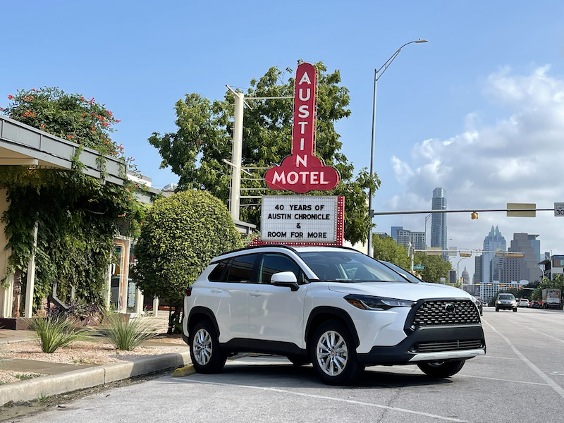 The Toyota Corolla Cross was easy to park on Austin's South Congress Avenue