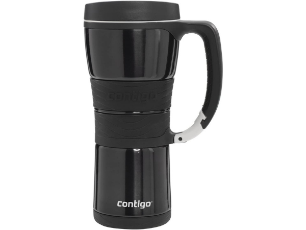 Black coffee tumbler with handle