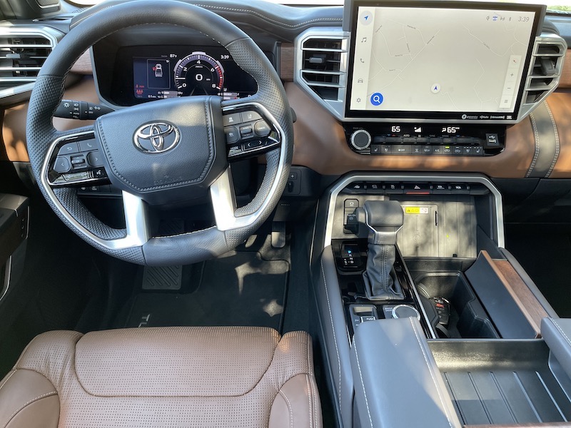 A view of the front seat in the Toyota Tundra 1794 luxury edition