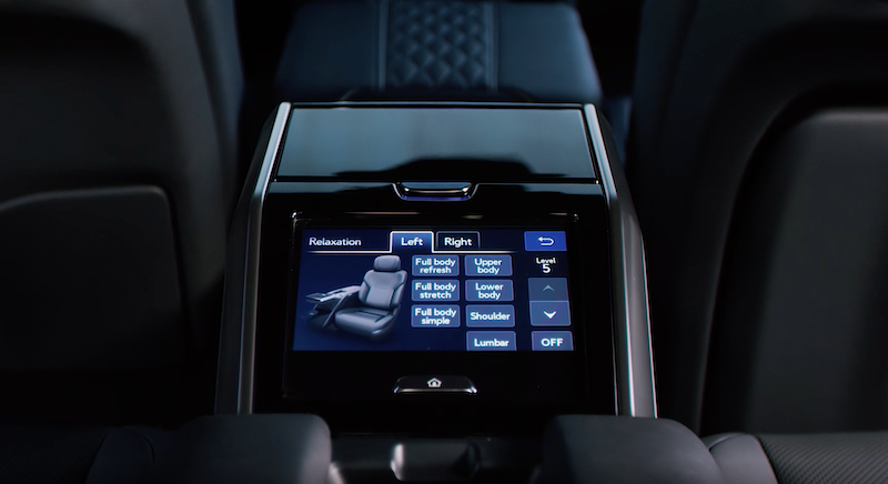 Rear seat passengers get this cabin comfort control panel... so no one has to suffer without massaging seats