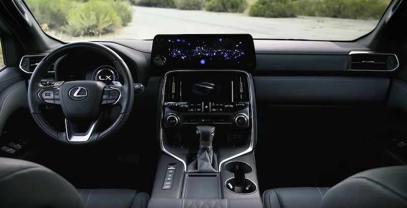 The front cabin of the 2022 Lexus LX 600