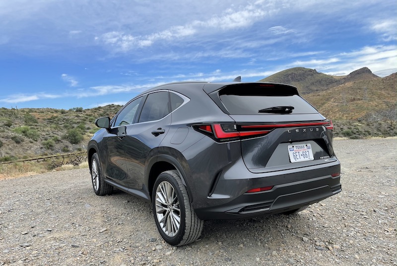 The rear tail lights and new Lexus badge on the NX