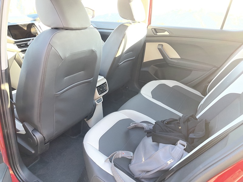 The rear seat of the VW Taigun is roomy despite the small size of this compact SUV