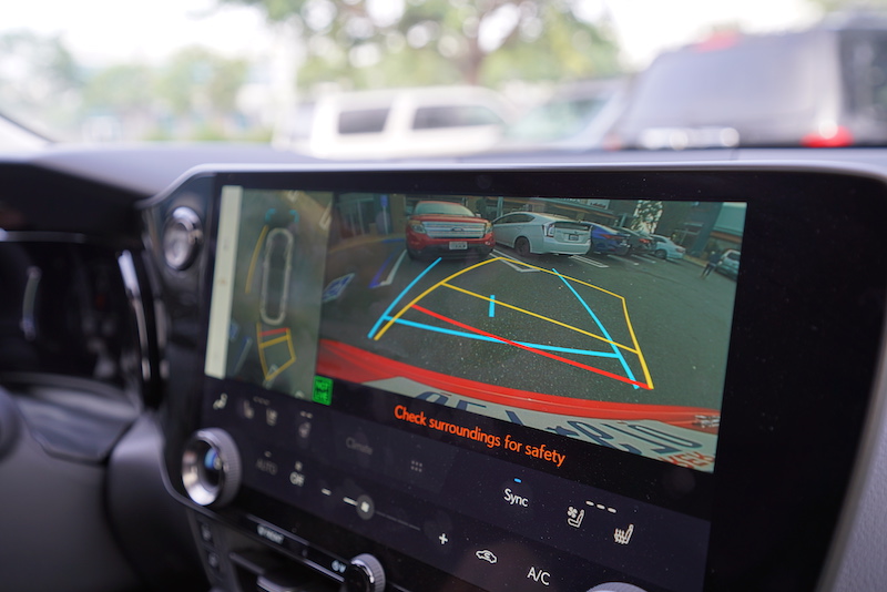 The rear view camera offers guidelines that show the direction your car is pointed