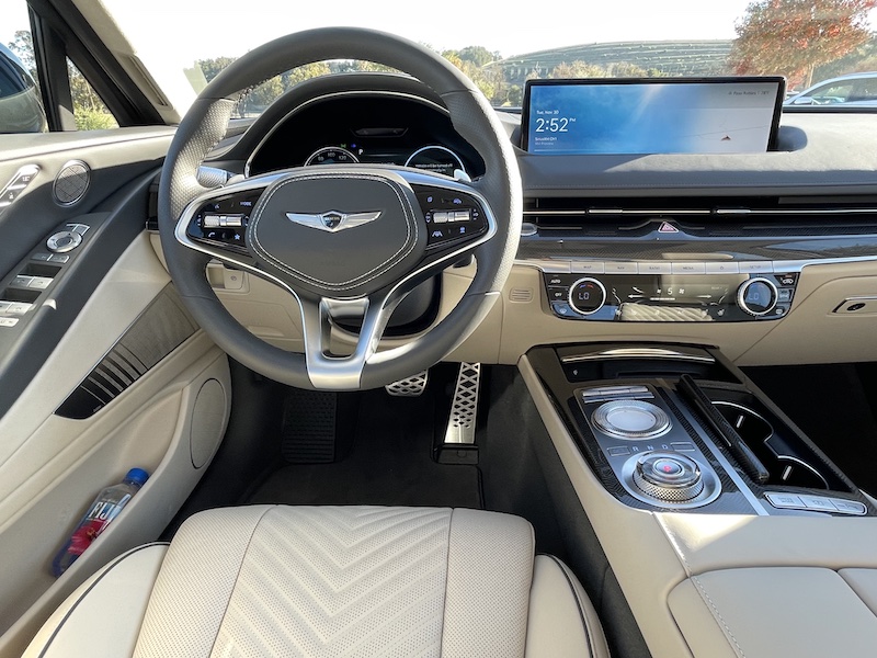 The view from the driver's seat in the Genesis G80 Sport