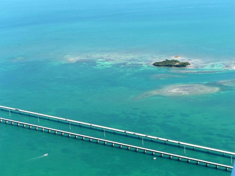 overhead of 7 mile bridge on Florida Keys Highway