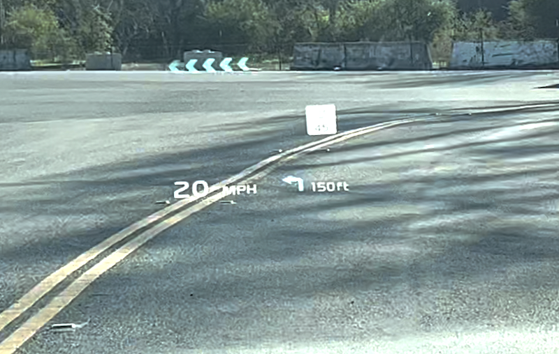 Head up display includes augmented reality, which overlays graphics to help guide your turns