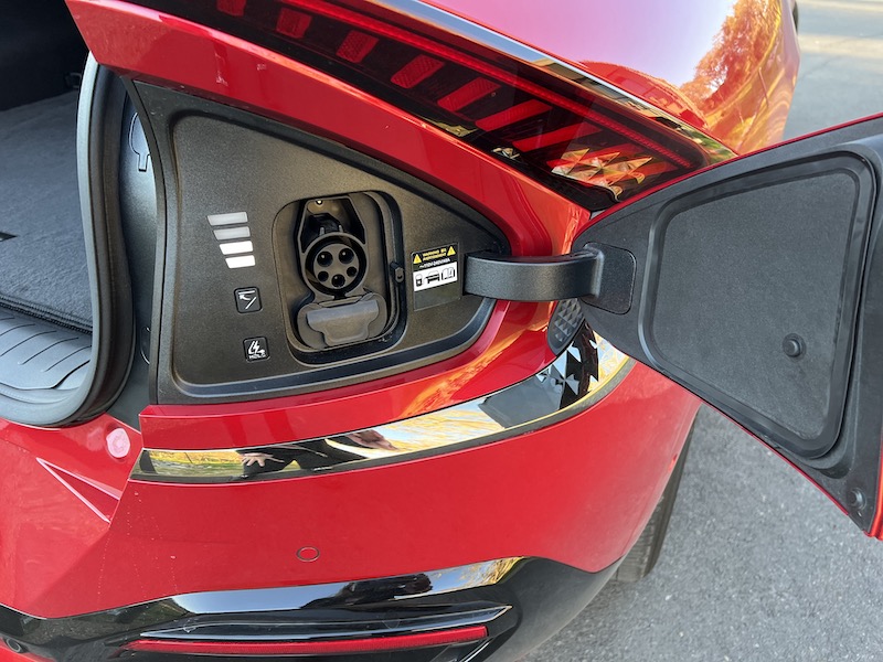 The charge port is located on the right rear quarter of the Kia EV6