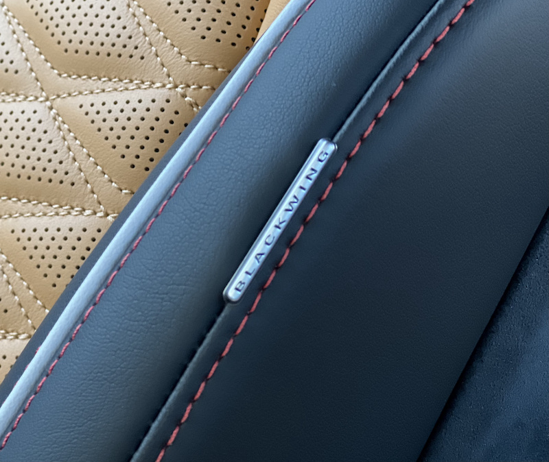 The Blackwing badge is only found a few places on this car, including sewn into the seams of the front seats